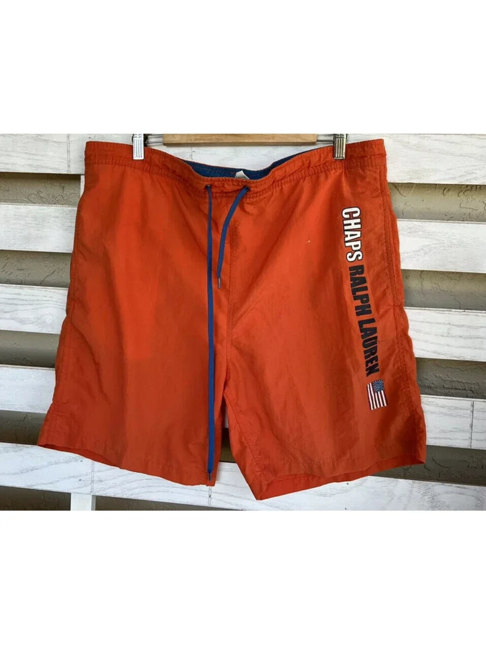Chaps Ralph Lauren Men's Athletic Logo Swim Trunk Shorts Orange Size M